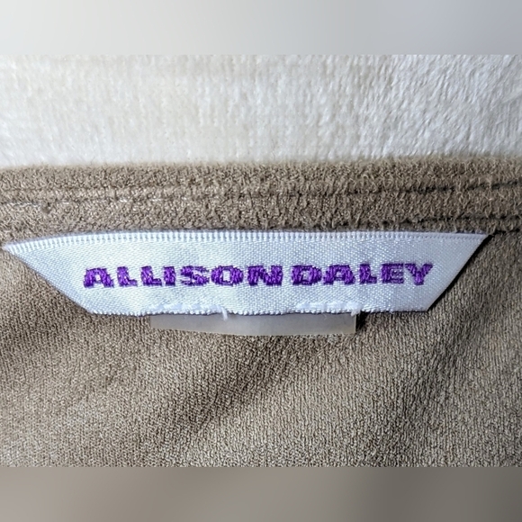 Allison Daley Faux Suede Open Front Western Tan Fringe Silver Studs Jacket Large - Picture 9 of 11